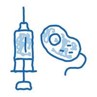 injection et bactérie doodle icône illustration dessinée à la main vecteur