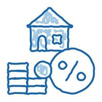 maison service hypothécaire cochez doodle icône illustration dessinée à la main vecteur
