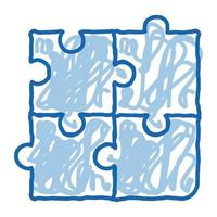 jeu interactif pour enfants puzzle doodle icône illustration dessinée à la main vecteur