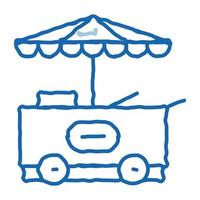 chariot de crème glacée doodle icône illustration dessinée à la main vecteur