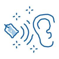 prix de l'étiquette dans l'oreille humaine doodle icône illustration dessinée à la main vecteur