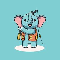 illustration de dessin animé mignon visage de pêche éléphant vecteur