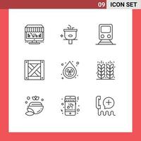 pack d'icônes vectorielles stock de 9 signes et symboles de ligne pour les éléments de conception vectoriels modifiables de train de voyage de douche logistique en bois vecteur