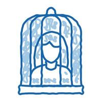 femme en cage doodle icône illustration dessinée à la main vecteur