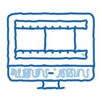 bande vidéo temporaire dans l'ordinateur doodle icône illustration dessinée à la main vecteur