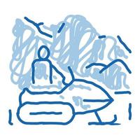 motoneige hiver transport doodle icône illustration dessinée à la main vecteur