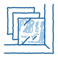 fenêtre en verre feuilleté doodle icône illustration dessinée à la main vecteur
