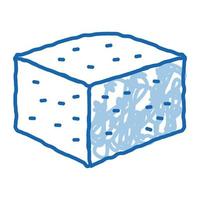 morceau de fromage bleu doodle icône illustration dessinée à la main vecteur