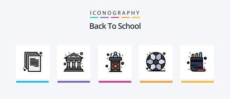 pack de 5 icônes rempli de ligne de retour à l'école, y compris l'éducation. montre. papier. Regardez. écrivez. conception d'icônes créatives vecteur