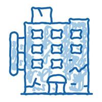 fissure sur l'icône de doodle de bâtiment résidentiel illustration dessinée à la main vecteur