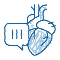 maladie cardiaque point d'exclamation doodle icône illustration dessinée à la main vecteur