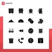 ensemble de 16 symboles d'icônes d'interface utilisateur modernes signes pour les véhicules de conception ux environnement mobile éléments de conception vectoriels modifiables vecteur