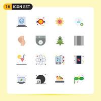 interface mobile jeu de couleurs plates de 16 pictogrammes d'énergie de grossesse de bébé twitter ajouter un pack modifiable d'éléments de conception de vecteur créatif