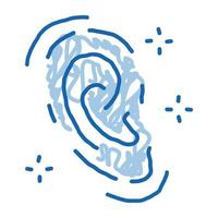 changement de forme d'oreille icône doodle illustration dessinée à la main vecteur