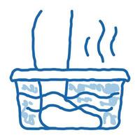 bain de pieds à la vapeur doodle icône illustration dessinée à la main vecteur