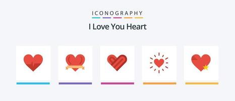 pack d'icônes coeur plat 5 comprenant. Valentin. aimer. conception d'icônes créatives vecteur