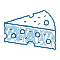 morceau de fromage à pâte dure doodle icône illustration dessinée à la main vecteur