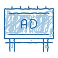 panneau d'affichage aérien monté doodle icône illustration dessinée à la main vecteur