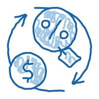 cycle d'argent et d'intérêt doodle icône illustration dessinée à la main vecteur