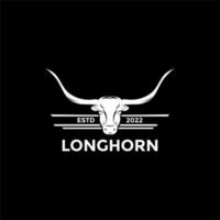 longhorns du Texas. création de logo d'étiquette de bétail taureau country western vecteur