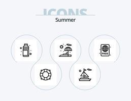pack d'icônes de ligne d'été 5 conception d'icônes. . Maître nageur. décoration. plage. paradis vecteur