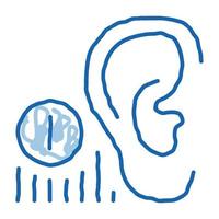 oreille humaine avertissement doodle icône illustration dessinée à la main vecteur