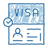 visa document confirmation doodle icône illustration dessinée à la main vecteur