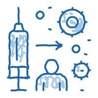 icône de doodle d'injection immunitaire illustration dessinée à la main vecteur