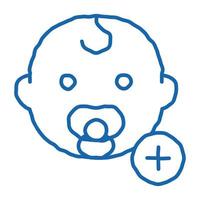 nouveau né bébé bambin doodle icône illustration dessinée à la main vecteur