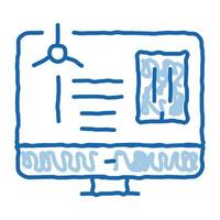 moulin à vent ordinateur contrôle doodle icône illustration dessinée à la main vecteur
