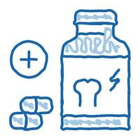 vitamine pour renforcer les os doodle icône illustration dessinée à la main vecteur