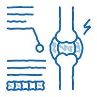 étude de l'arthrite osseuse doodle icône illustration dessinée à la main vecteur