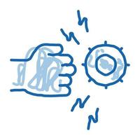 icône de doodle de contrôle de virus illustration dessinée à la main vecteur