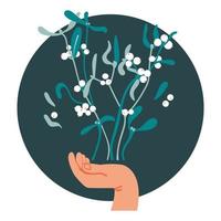 Le gui est une plante médicinale utilisée en médecine pour le traitement des patients atteints de cancer. icône médicale. illustration vectorielle vecteur