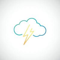 icône météo simple avec nuage avec éclair. vecteur