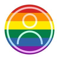 icône d'utilisateur de drapeau arc-en-ciel de fierté. profil d'avatar lgbtq, style de forme de cercle d'utilisateur de médias sociaux. illustration vectorielle vecteur