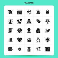 ensemble d'icônes solides 25 saint valentin conception de style glyphe vectoriel icônes noires définies idées d'affaires web et mobiles conception illustration vectorielle