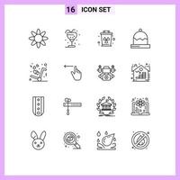 16 icônes créatives signes et symboles modernes d'obtenir l'environnement d'hiver chapeau noël éléments de conception vectoriels modifiables vecteur