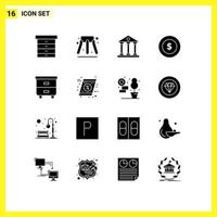 16 icônes créatives signes et symboles modernes de décor de finances de tiroir intérieur éléments de conception vectoriels modifiables logistiques vecteur