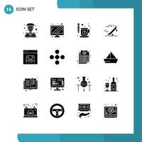 pack d'icônes vectorielles stock de 16 signes et symboles de ligne pour la coupe de planche à roulettes bancaire éléments de conception vectoriels modifiables rapides vecteur