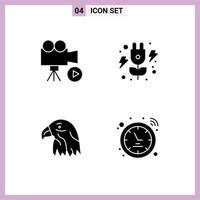 4 icônes créatives signes et symboles modernes de caméra oiseau film vert usa éléments de conception vectoriels modifiables vecteur