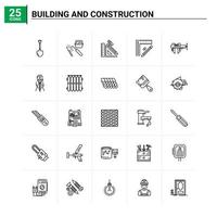 25 bâtiment et construction icon set vector background