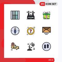 pack de 9 couleurs plates remplies créatives d'éléments de conception vectoriels modifiables cadeau homme wifi cible vecteur