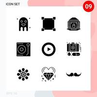 pack vectoriel de 9 icônes dans un pack de glyphes créatifs de style solide isolé sur fond blanc pour le web et mobile fond vectoriel d'icône noire créative