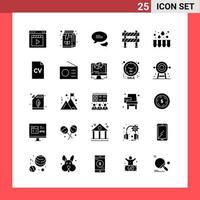 pack de 25 symboles de glyphe de style solide sur fond blanc signes simples pour la conception générale fond de vecteur d'icône noire créative