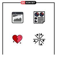 4 couleurs plates vectorielles thématiques remplies et symboles modifiables des éléments de conception vectoriels modifiables du cœur de la page de diagnostic du graphique brokan vecteur