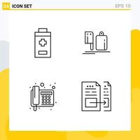 ensemble moderne de 4 pictogrammes de couleurs plates remplies d'éléments de conception vectoriels modifiables de télégramme de préparation d'hélicoptère de téléphone de batterie vecteur