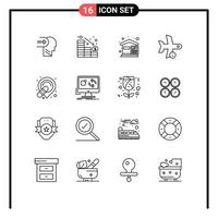 interface utilisateur pack de 16 contours de base des factures d'avion de transport info maison éléments de conception vectoriels modifiables vecteur