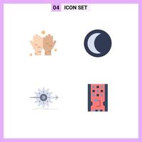 pack d'icônes plates de 4 symboles universels d'éléments de conception vectoriels modifiables de dua work moon weather gear vecteur