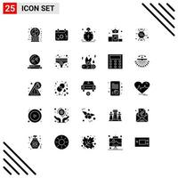 interface mobile glyphe solide ensemble de 25 pictogrammes d'alerte de couronne d'argent d'adn éléments de conception vectoriels modifiables vecteur